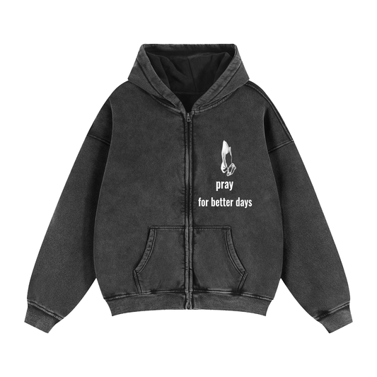 Zip-Through Boxy Fleece Hoodie